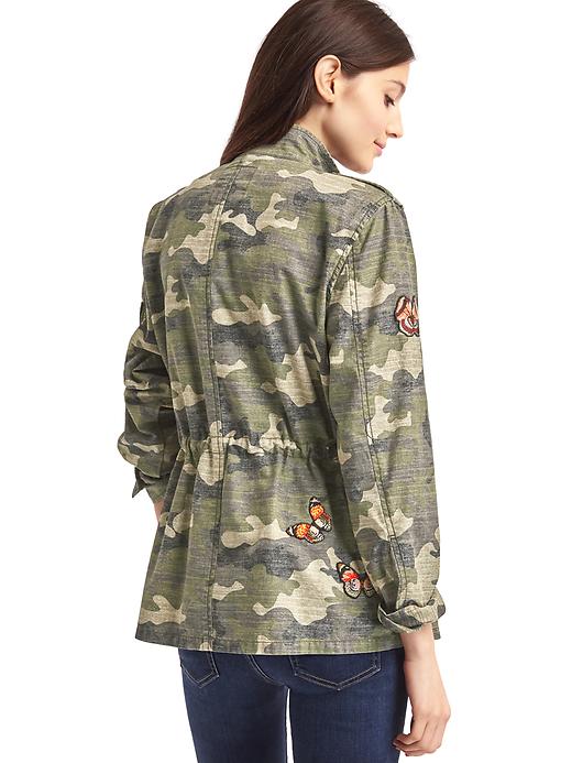 Image number 2 showing, Embroidered camo utility jacket