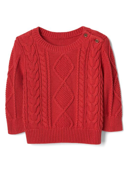 View large product image 1 of 1. Aran cable knit sweater