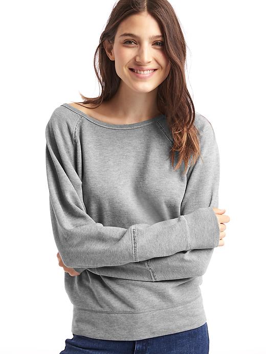 View large product image 1 of 1. Ladder-trim pullover sweatshirt