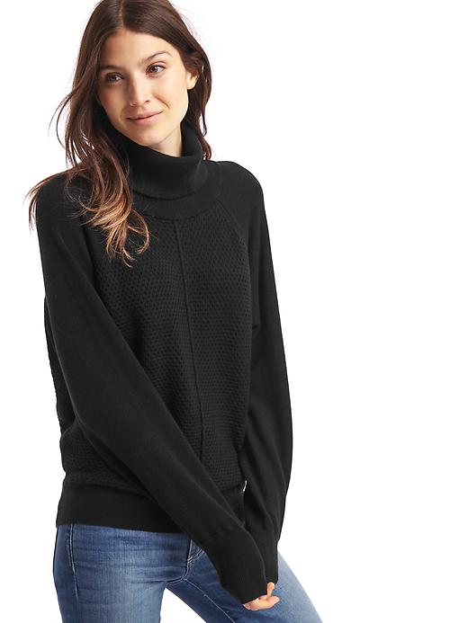 View large product image 1 of 1. Cozy turtleneck waffle sweater
