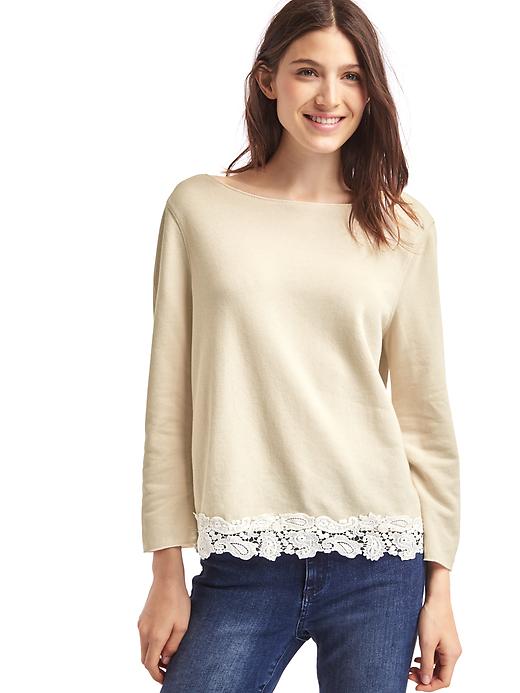 Image number 7 showing, Lace hem bell sleeve pullover
