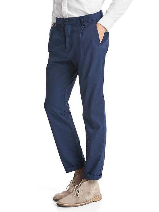 Image number 5 showing, Pleated slim fit khakis