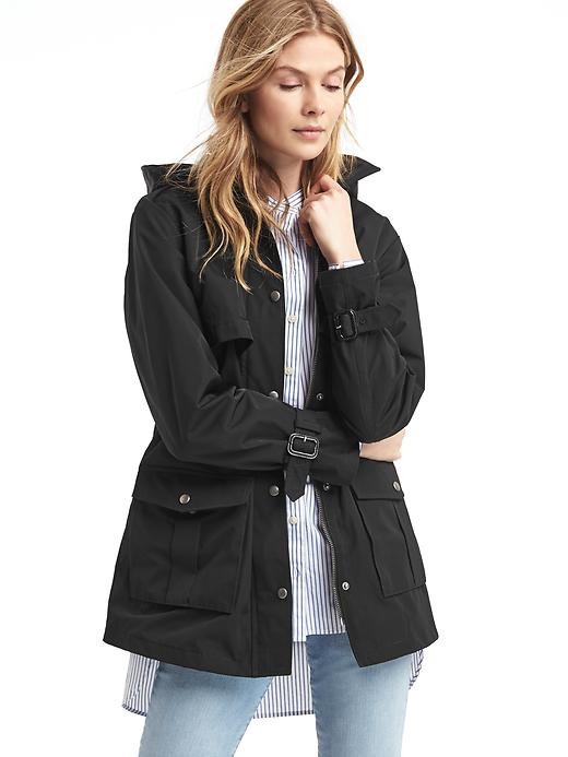 Image number 7 showing, Water-resistant short hooded trench