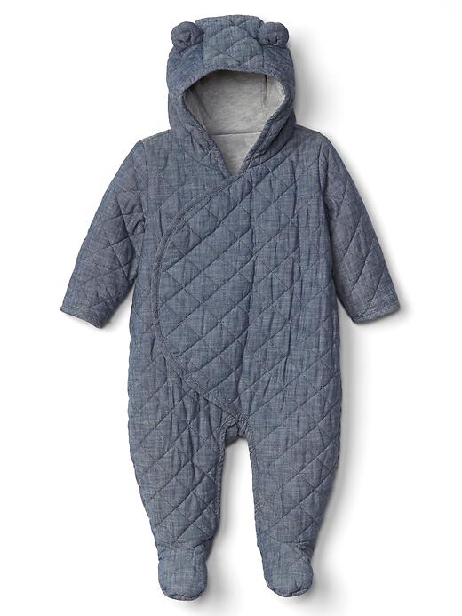 Image number 1 showing, Quilted chambray bear one-piece