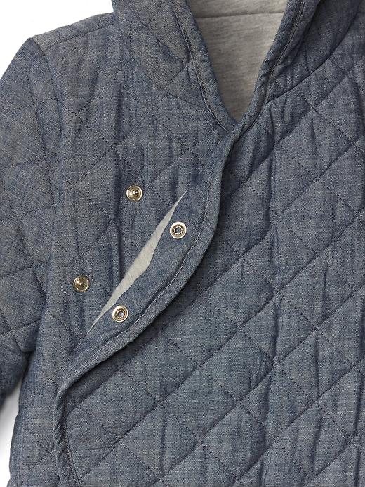 Image number 3 showing, Quilted chambray bear one-piece