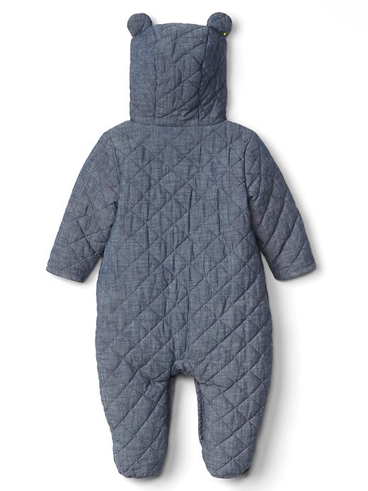 Image number 2 showing, Quilted chambray bear one-piece