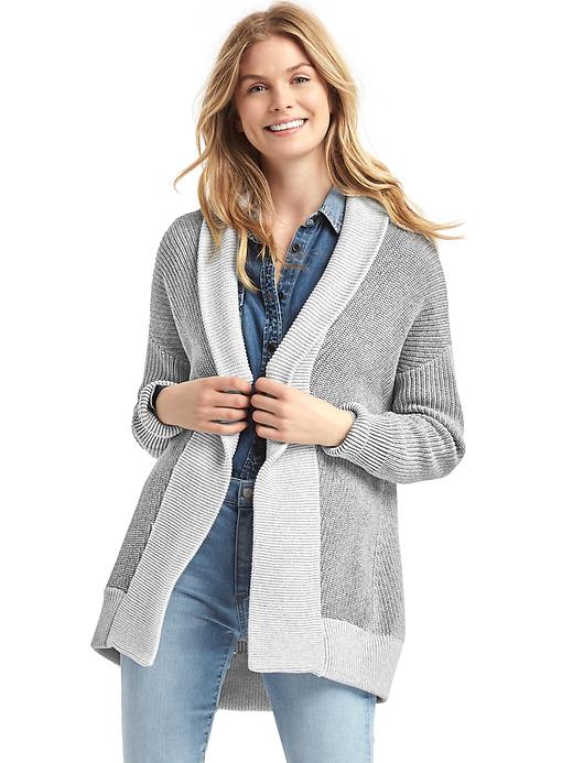 Image number 1 showing, Open-front shaker cardigan