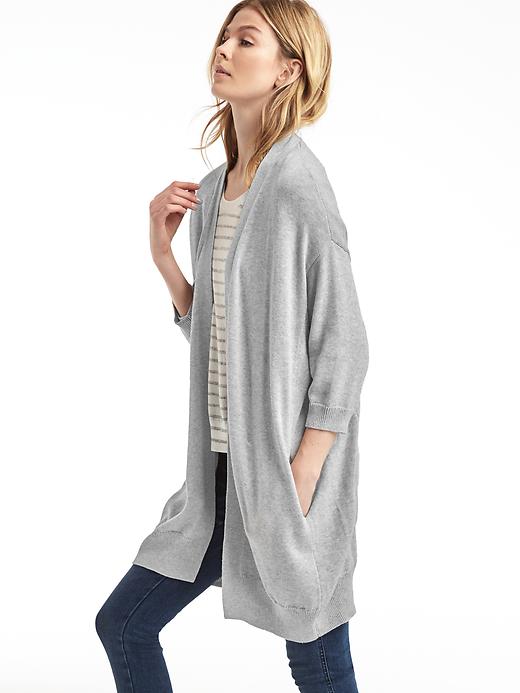 Image number 8 showing, Three-quarter sleeve cocoon cardigan