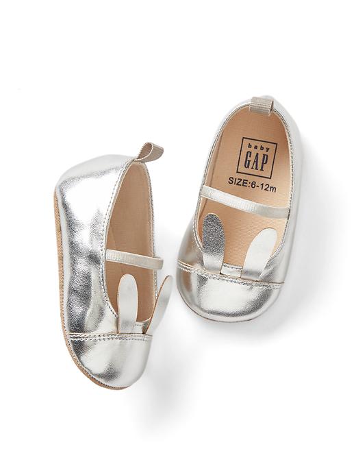 View large product image 1 of 1. Metallic bunny ballet flats