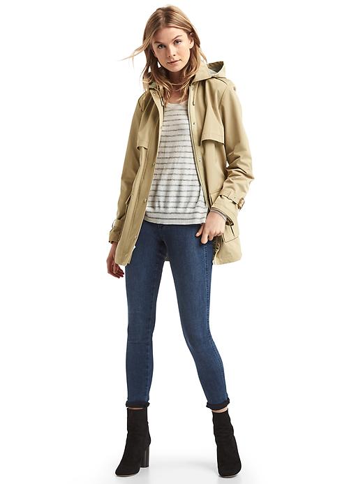 Image number 3 showing, Water-resistant short hooded trench