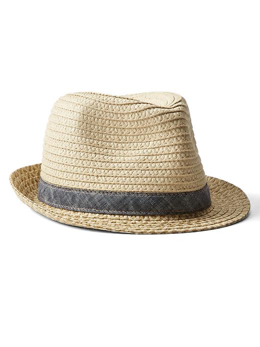 View large product image 1 of 1. Chambray fedora hat