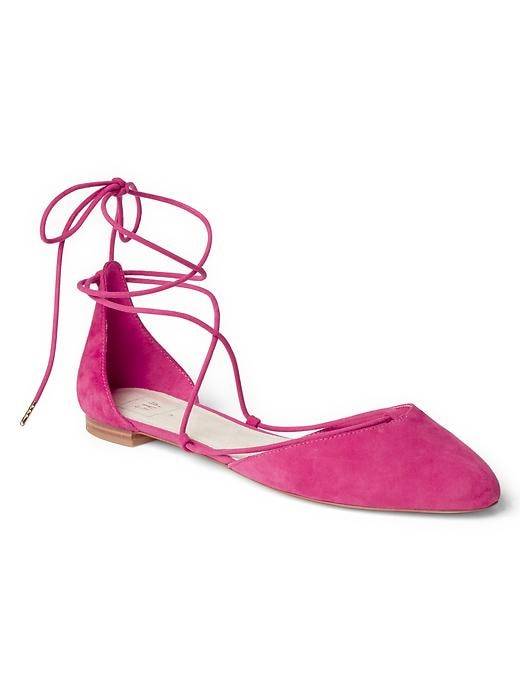 View large product image 1 of 1. Suede lace-up d'Orsay flats