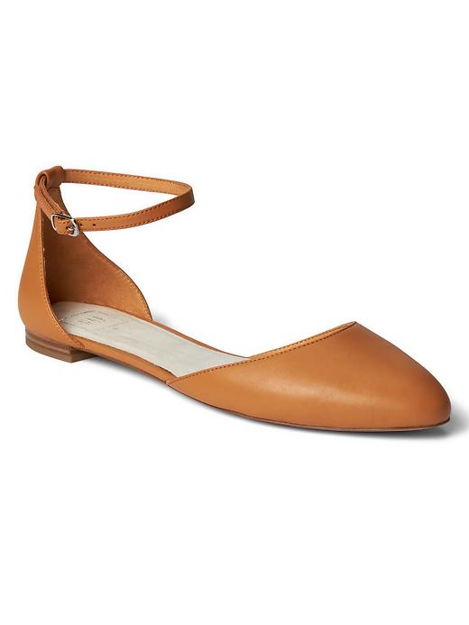 Image number 1 showing, Leather ankle-strap d'Orsay flats