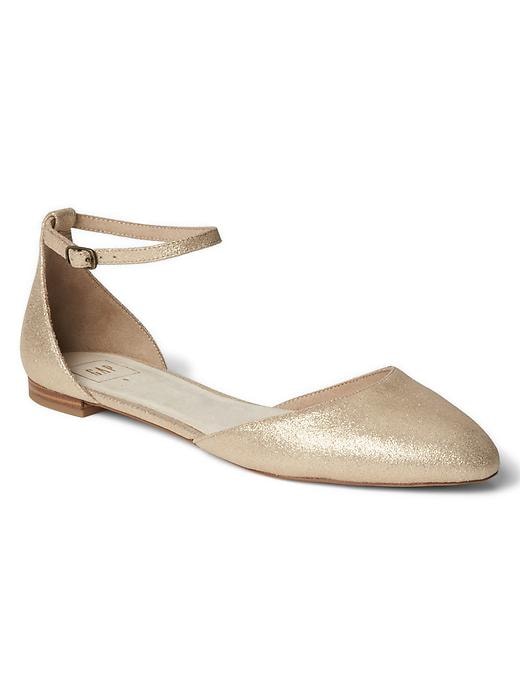Image number 4 showing, Leather ankle-strap d'Orsay flats