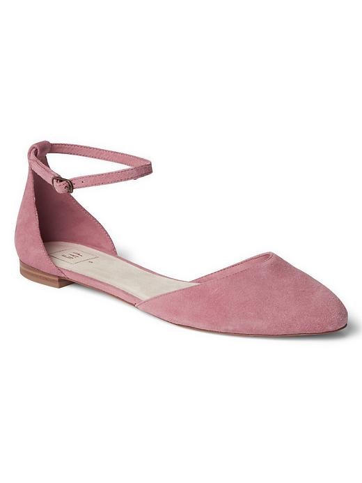 View large product image 1 of 1. Leather ankle-strap d'Orsay flats