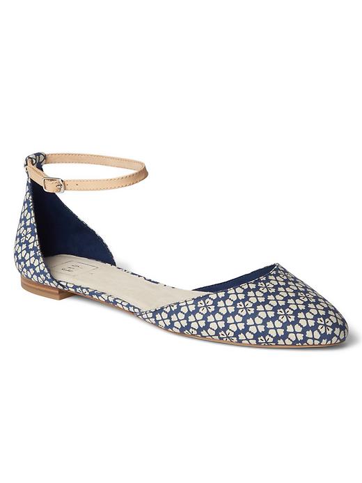 View large product image 1 of 1. Fabric ankle-strap d'Orsay flats