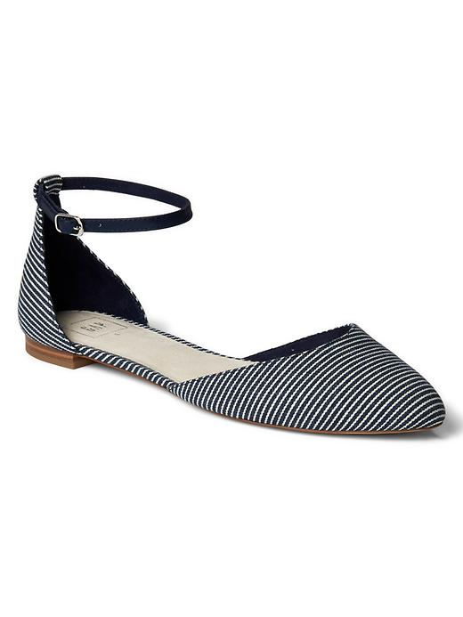 Image number 1 showing, Fabric ankle-strap d'Orsay flats