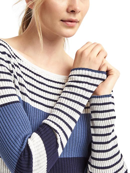 Image number 3 showing, Stripe colorblock ribbed sweater