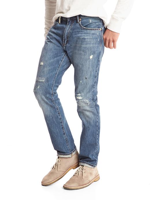 Image number 5 showing, ORIGINAL 1969 patched slim jeans