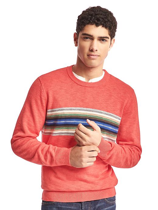 Image number 7 showing, Southwestern chest-stripe crew sweater
