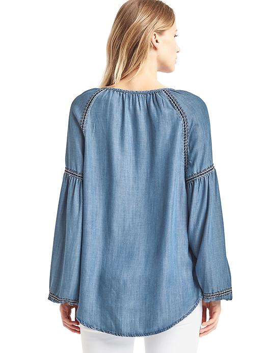 Image number 2 showing, TENCEL&#153 denim embroidered blouse