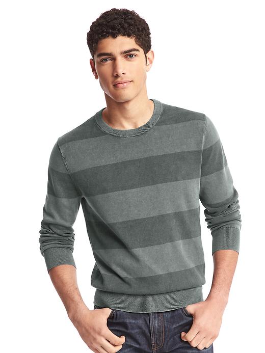 View large product image 1 of 1. Rugby stripe crewneck sweater