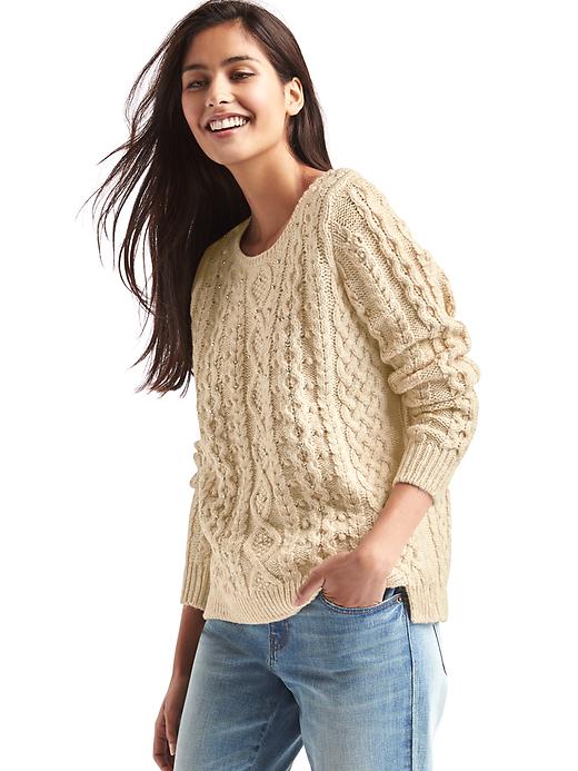 Image number 7 showing, Beaded cable knit sweater