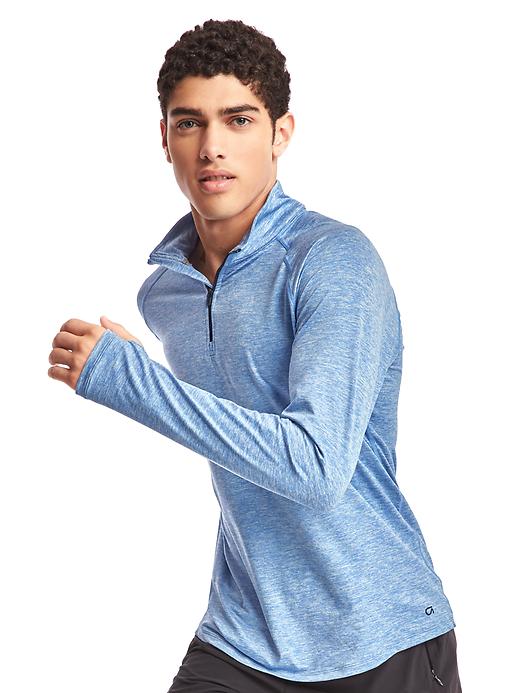 View large product image 1 of 1. Brushed tech jersey half-zip pullover