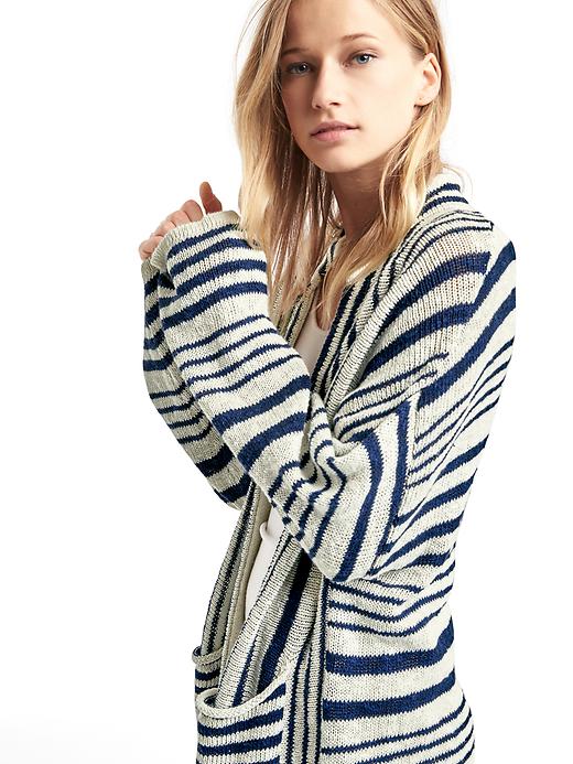 Image number 5 showing, Linen-cotton stripe cardigan