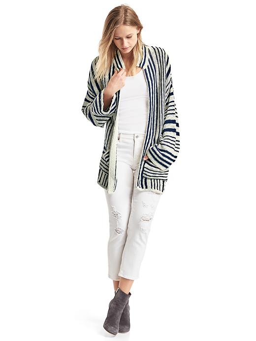 Image number 3 showing, Linen-cotton stripe cardigan