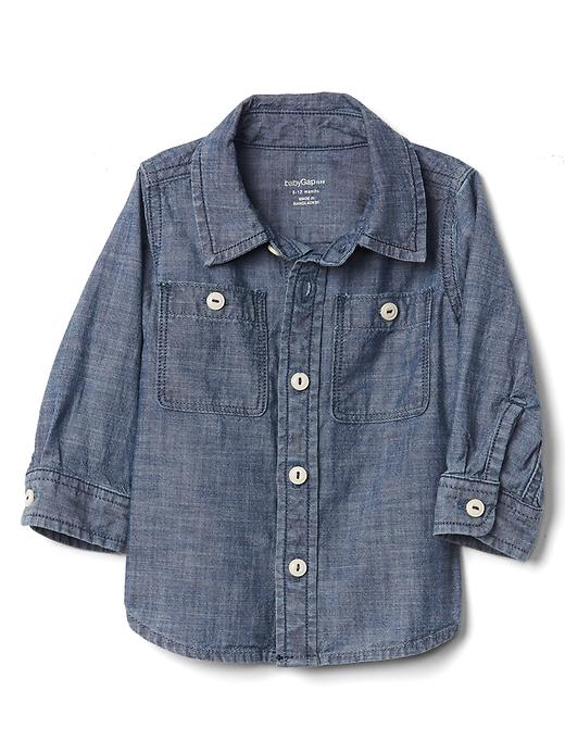 Image number 1 showing, 1969 long sleeve chambray shirt