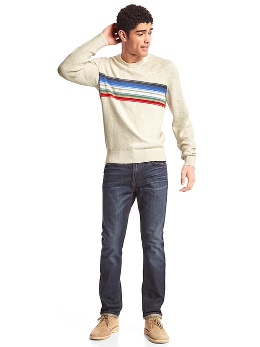 Image number 3 showing, Southwestern chest-stripe crew sweater