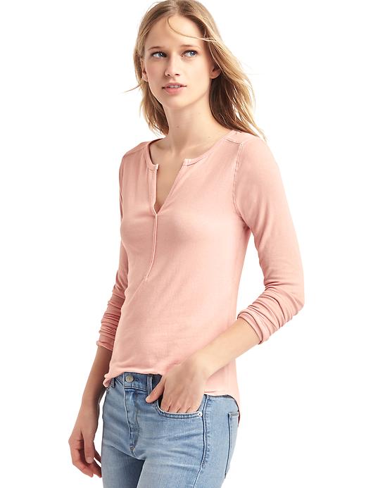 View large product image 1 of 1. Metallic-trim henley