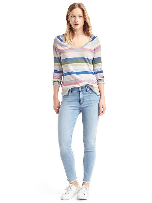 Image number 3 showing, Crazy stripe soft V-neck sweater