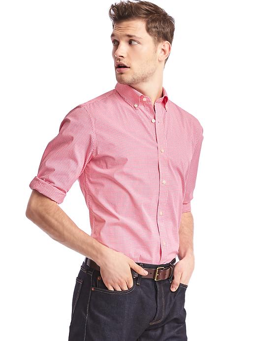 Image number 6 showing, Stretch Poplin mini gingham standard fit shirt