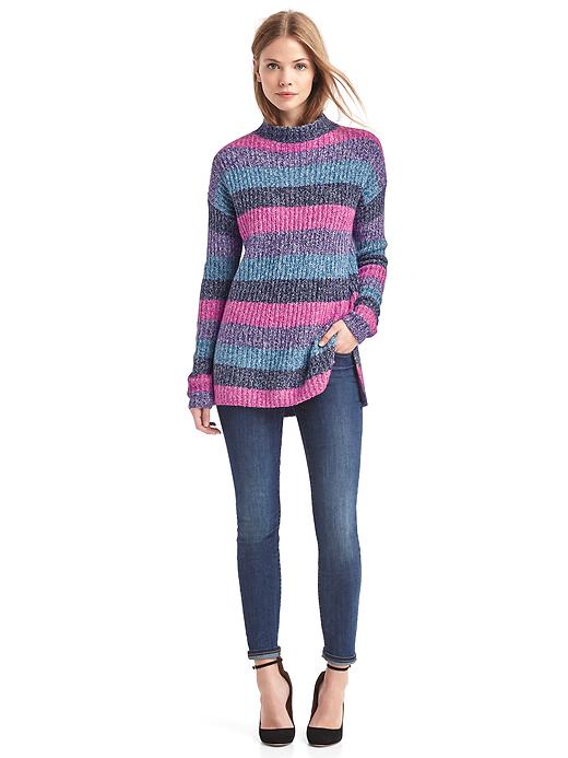 Image number 3 showing, Multi-color stripe tunic sweater