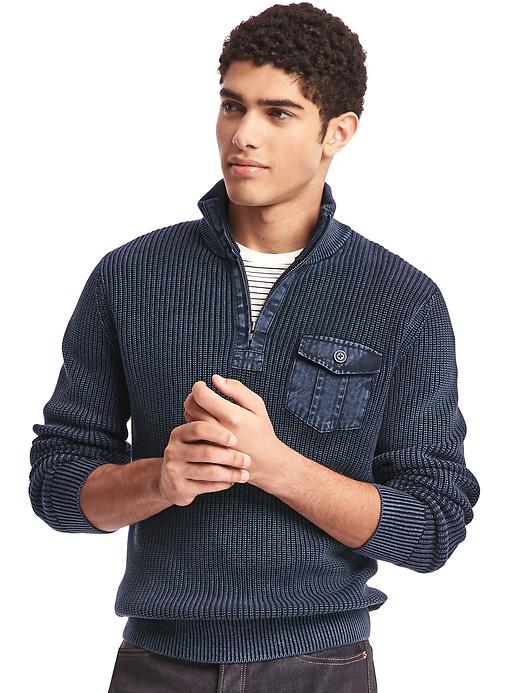 Image number 1 showing, Soft textured half-zip sweater
