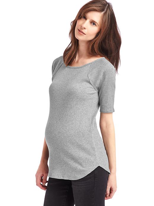 View large product image 1 of 1. Maternity rib-knit boatneck tee
