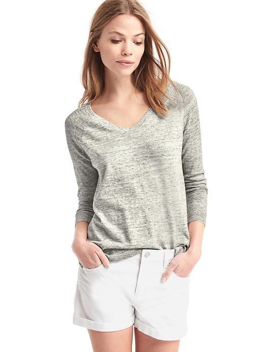Image number 10 showing, Soft V-neck long sleeve sweater