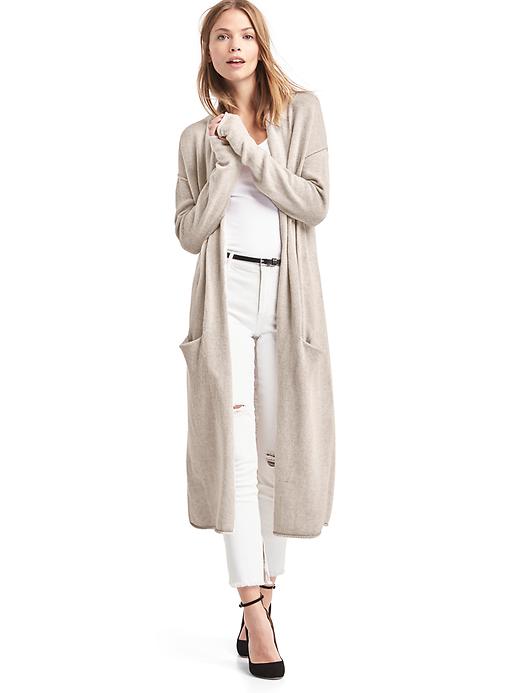 View large product image 1 of 1. Cozy wool-blend duster cardigan
