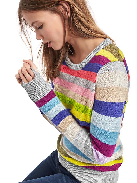 Image number 5 showing, Crazy stripe shimmer merino wool blend sweater