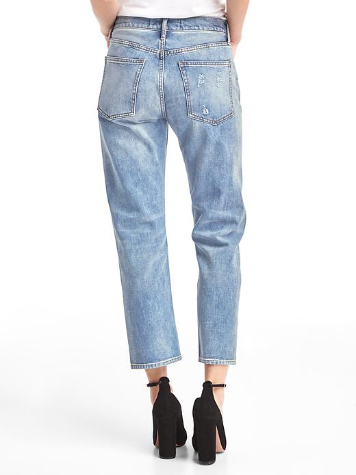 Image number 2 showing, Mid rise destructed vintage straight jeans