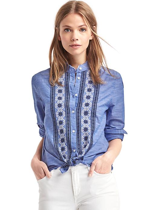 Image number 1 showing, New fitted boyfriend embroidered shirt