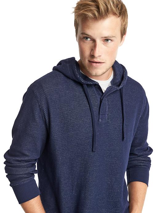 Image number 5 showing, Waffle knit henley hoodie