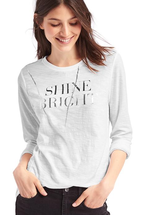 Image number 5 showing, Metallic shine bright graphic long sleeve tee