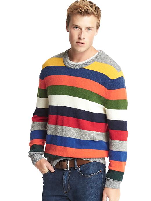 Image number 1 showing, Crazy stripe merino wool blend sweater