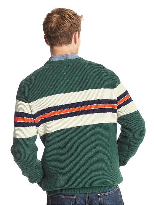 Image number 2 showing, Ribbed chest-stripe crewneck sweater
