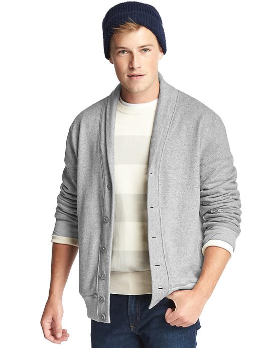 Image number 1 showing, French terry shawl collar cardigan