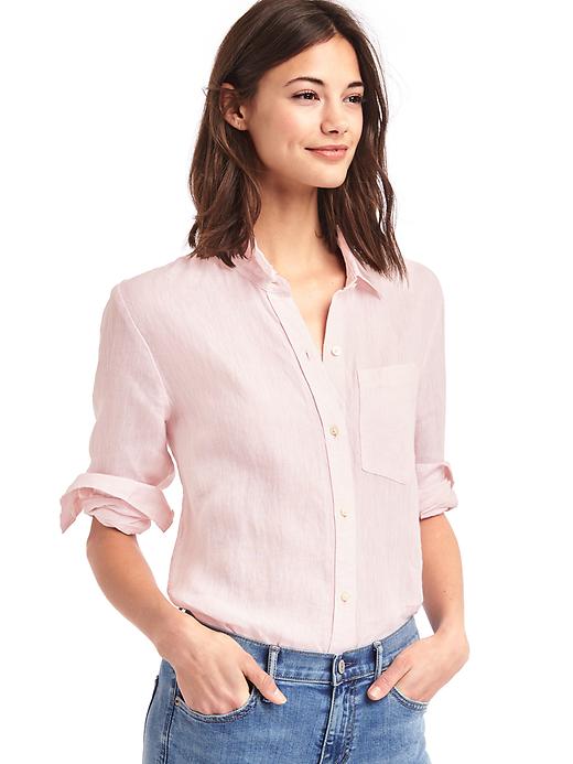 View large product image 1 of 1. Linen oversize boyfriend shirt