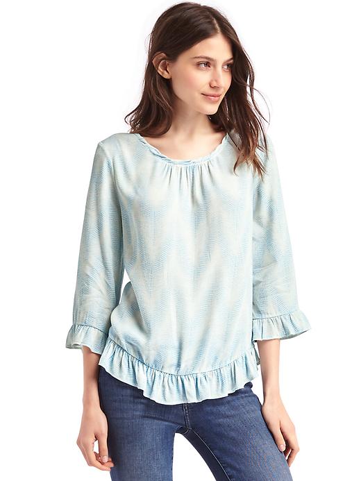 Image number 1 showing, Print ruffle blouse